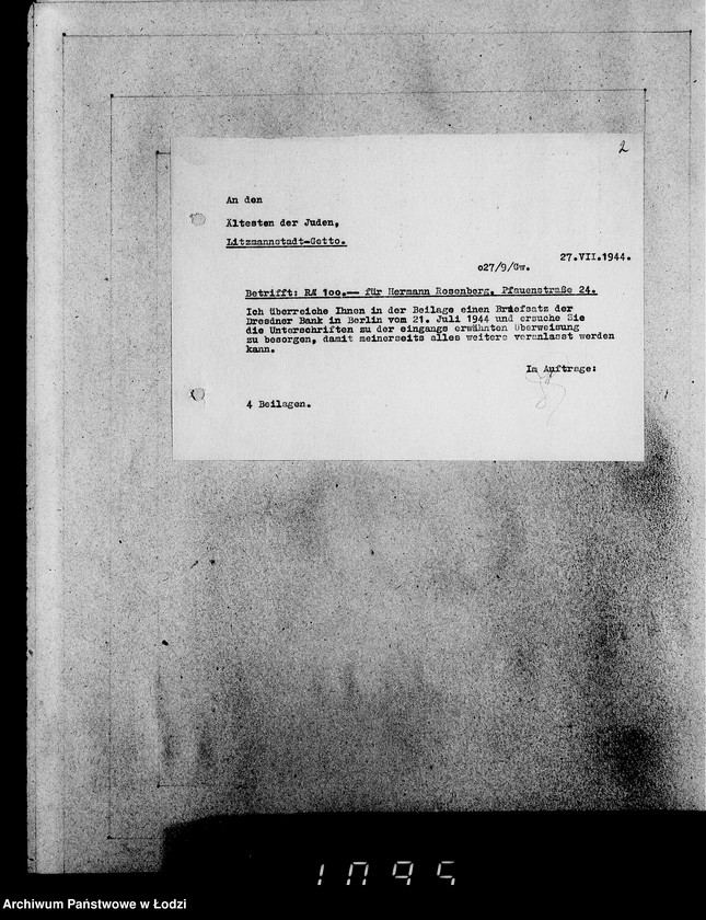 Obraz 6 z jednostki "Korrespondenz mit dem Ältesten der Juden"