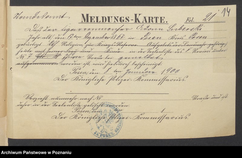 Obraz 16 z jednostki "Die von den Verlobten beigebrachten Urkunden zur Eheschliessung pro 1900"