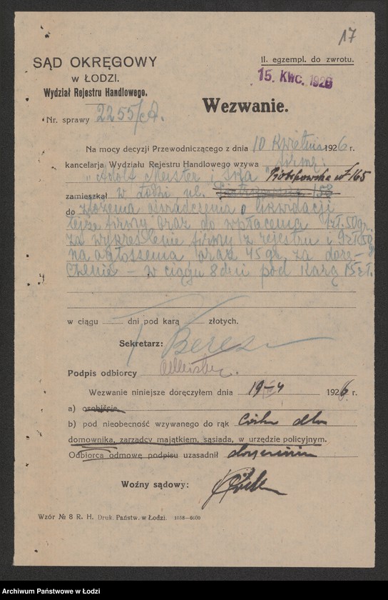 Obraz 19 z jednostki "Adolf Meister i S-ka- warsztaty elektrotechniczne i biuro instalacyjne"