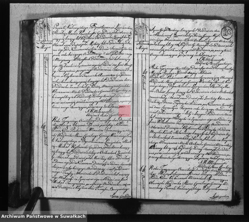 image.from.unit.number "Księga do zapisywania aktów cywilnych urodzenia gminy wiżajńskiey, departamentu łomżyńskiego, powiatu kalwaryjskiego"