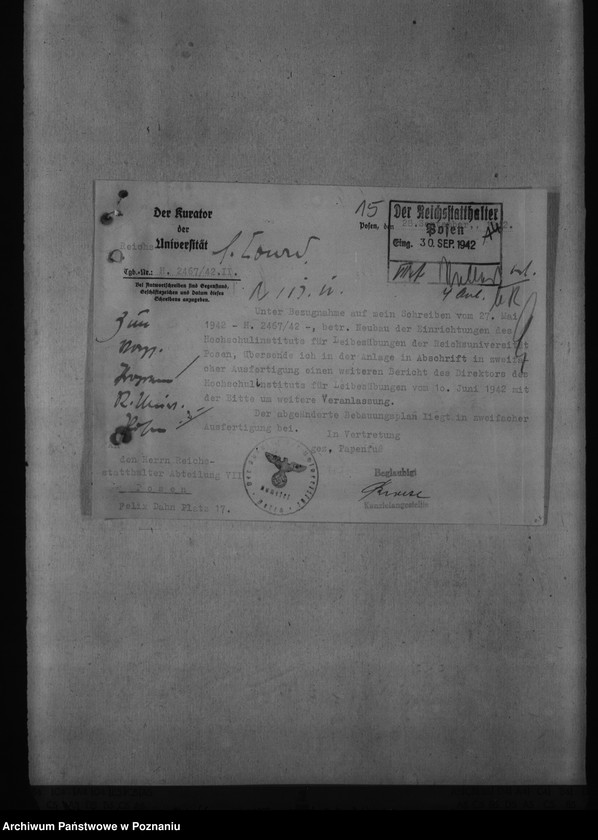 Obraz 18 z jednostki "Baupläne der Universitätsstadt Kornwerk - Posen"