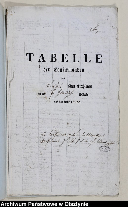 image.from.unit.number "Tabelle der Confirmanden des Liebstadschen Kirchspiels"