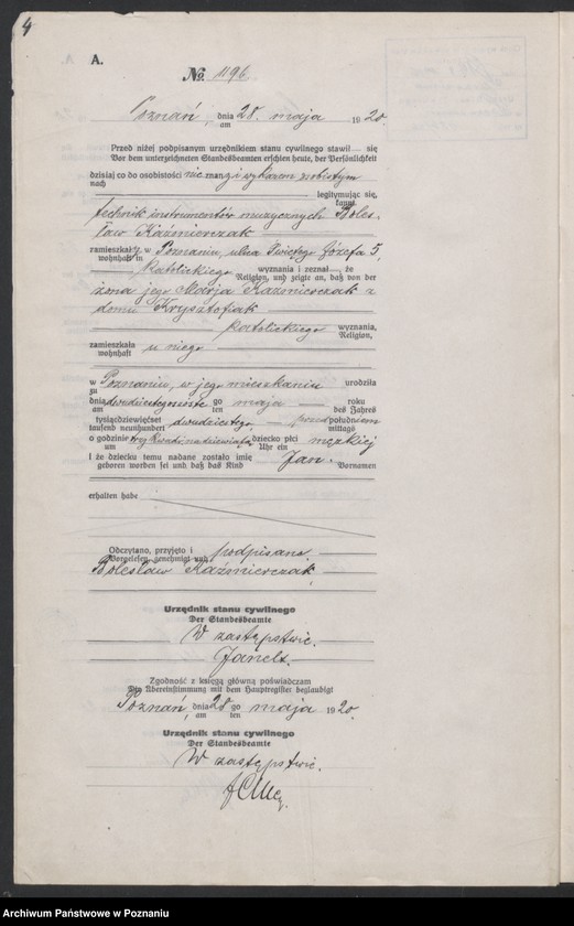 Obraz 6 z jednostki "Księga urodzeń odpis tom IV [Rejestr poboczny urodzeń]"