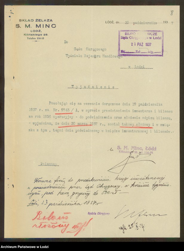 Obraz 10 z jednostki "Szlama Majer Minc- sprzedaż żelaza"