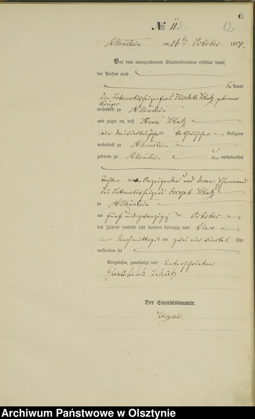 image.from.unit.number "Haupt-Sterbe-Register Nr 1 - 45"