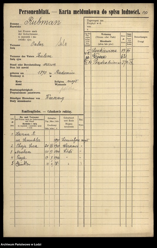 Obraz 12 z jednostki "[Spis ludności Łodzi] Rubisz-Rudolf"