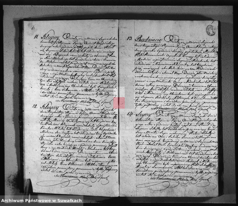 image.from.unit.number "Duplikat zawierający akta urodzonych, zaślubionych i umarłych parafii seyneńskiey z 1832 roku"