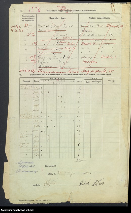 Obraz 10 z jednostki "Księga inwentarzowa nieruchomości m. Łodzi ul. Legionów"