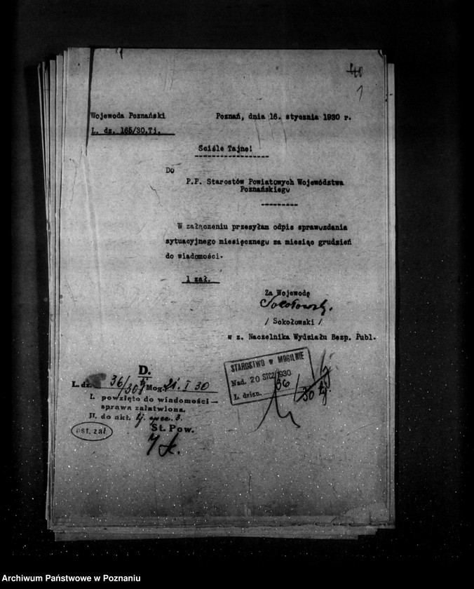 Obraz 5 z jednostki "Sprawozdanie sytuacyjne miesięczne za miesiąc grudzień 1929 r. działy I-IV"