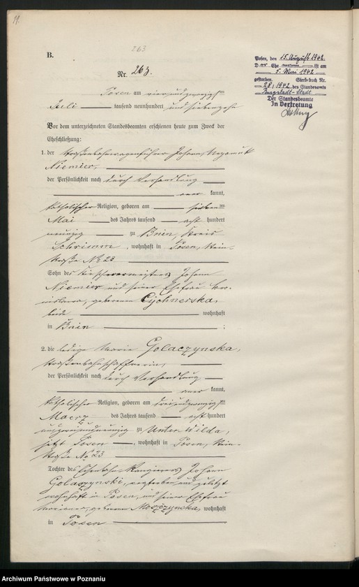 Obraz 13 z jednostki "Księga miejscowa małżeństw tom II [Rejestr główny małżeństw]"