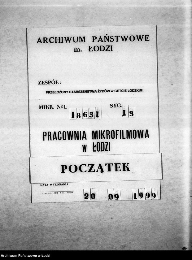 Obraz 1 z jednostki "Zdrowotność [M.in. zarządzenia dotyczące zdrowia ludności, zakładanie szpitali i ambulatoriów, walka z chorobami zakaźnymi, higiena getta, lekarze, inspektorzy sanitarni]"