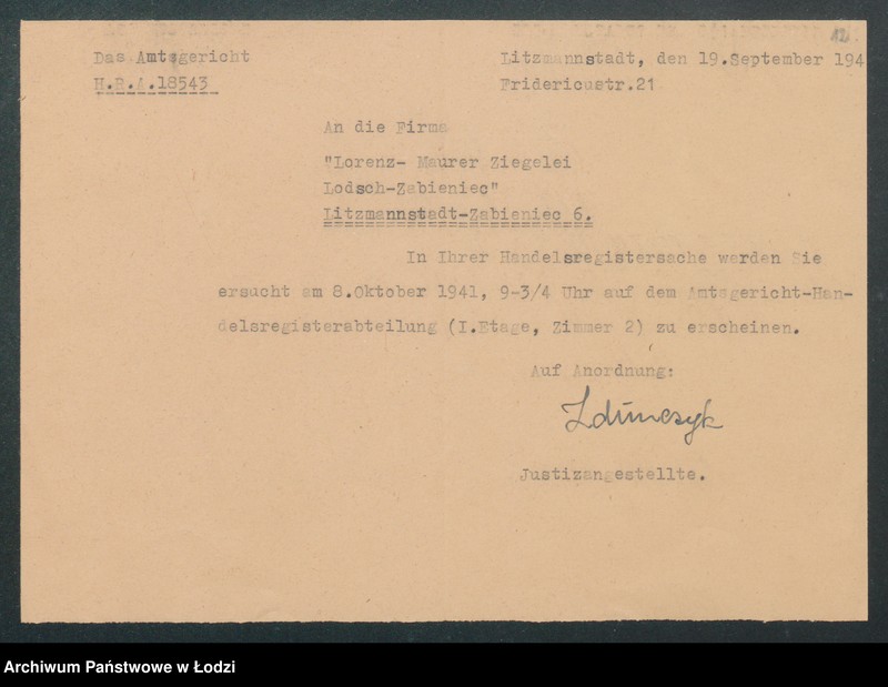 Obraz 14 z jednostki "Lorenc Maurer – cegielnia ręczna Łódź – Źabieniec"