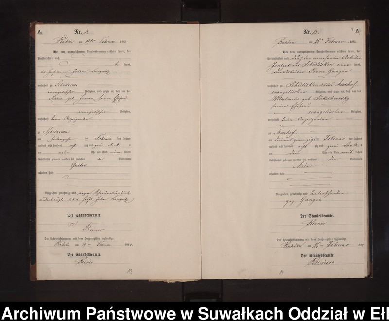 image.from.unit.number "Geburts-Neben-Register des Preussischen Standes-Amtes Stasswinnen Kreis Loetzen"