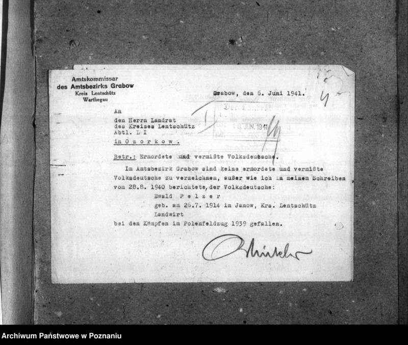 Obraz 8 z jednostki "Korespondencja w sprawie miejscowych Niemców, którzy zginęli w 1939 roku"