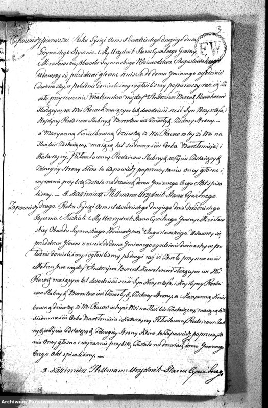image.from.unit.number "Akta Zaślubionych Gminy Mirosławskiey na Rok 1822"
