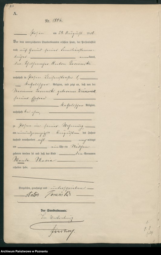 Obraz 12 z jednostki "Księga miejscowa urodzeń tom IV [Rejestr główny urodzeń]"