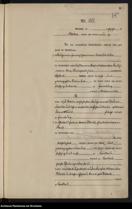 image.from.unit.number "Heiraths-Haupt-Register Breslau I 1890 Band 7"