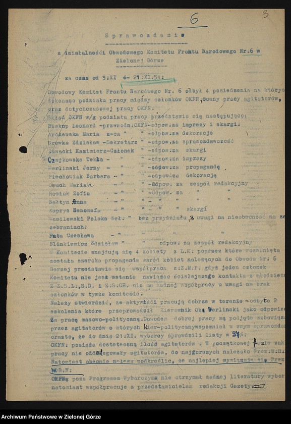 image.from.unit.number "Protokoły i sprawozdania z działalności Obwodowego Komitetu Frontu Narodowego /6-19/ w Zielonej Górze"