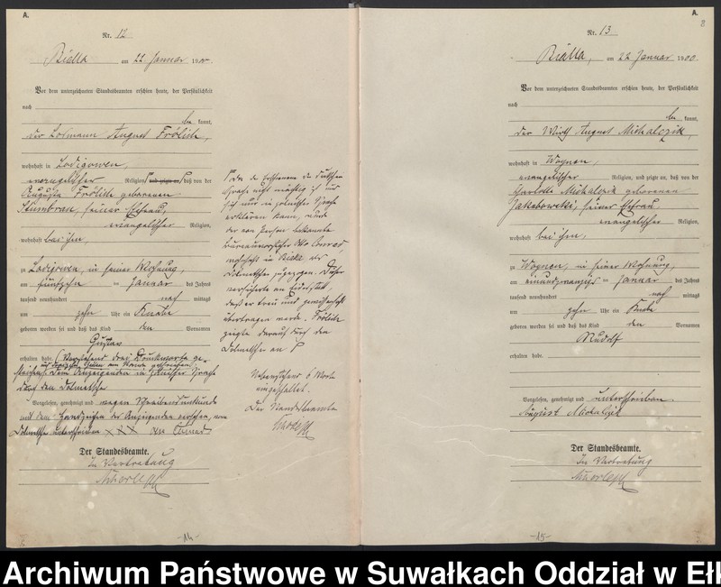 image.from.unit.number "Geburts-Haupt-Register des Königlichen Preussischen Standes-Amtes Belzonzen Kreis Johannisburg"