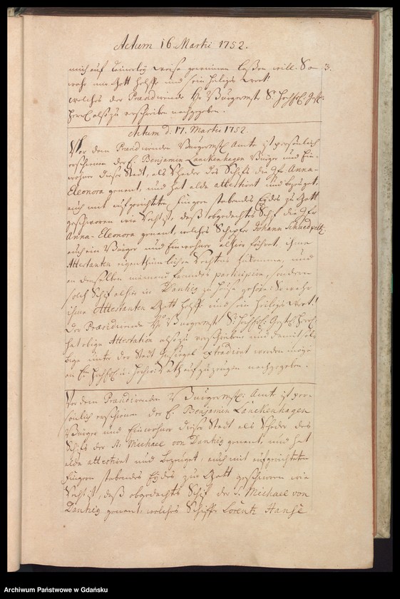 image.from.unit.number "Acta coram officio […] Johannis Wahl Praeconsulis ac Praesidis cuius vices gessit […] Praeconsul Nathanael Godofredus Ferber [15.III.1752-12.III.1753] […] Praesidis ac Fisci Administratoris [19.IV.1752-6.III.1753] /2 indeksy/"