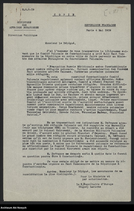 image.from.unit.number "Stosunki polsko-tureckie. Uchodźcy polscy w Turcji. Memoriał, korespondencja"