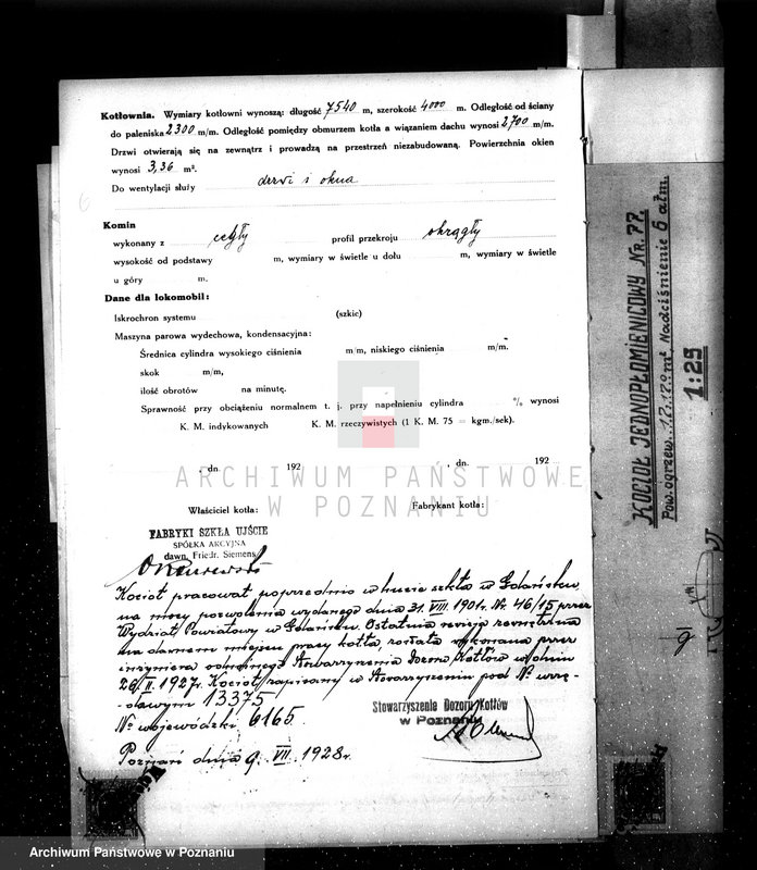 Obraz 10 z jednostki "Huta Szkła w Ujściu kocioł nr fabryczny 77, woj. 6165"