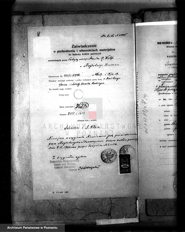 Obraz 11 z jednostki "Majętność Góra pow. jarociński, własność Fischer von Mollard nr fabr. kotła 200005 nr woj. kotła 93"