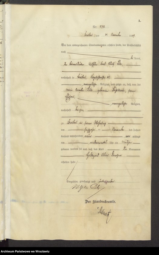 image.from.unit.number "Geburts-Haupt-Register Breslau IV 1909 Band 8"