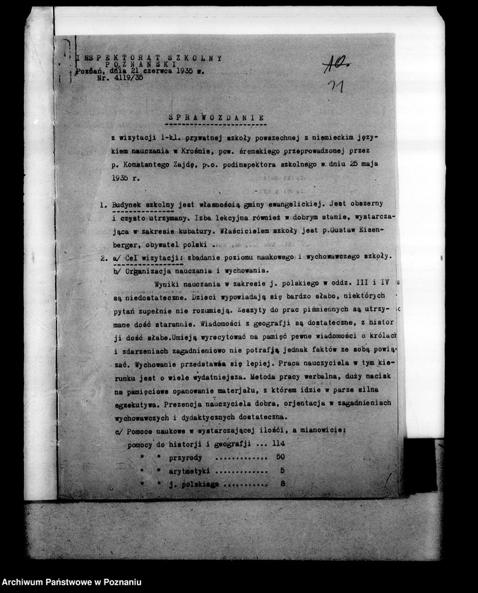 Obraz 15 z jednostki "Prywatna Szkoła Powszechna z niemieckim językiem nauczania - Krosno powiat Śrem"