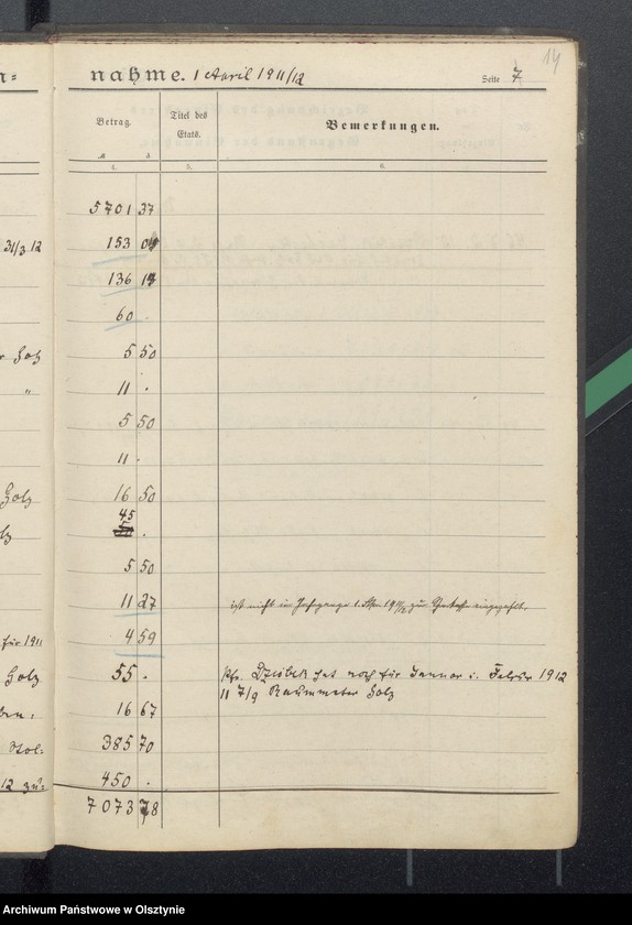 image.from.unit.number "Tagebuch über Einnahme und Ausgabe der Pfarrstellenkasse zu Seehesten"