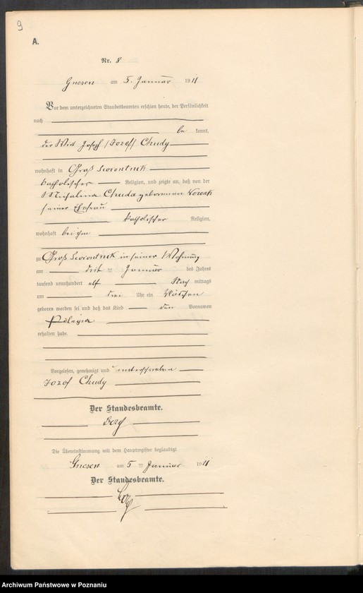 Obraz 11 z jednostki "Geburts-Nebenregister Band I"