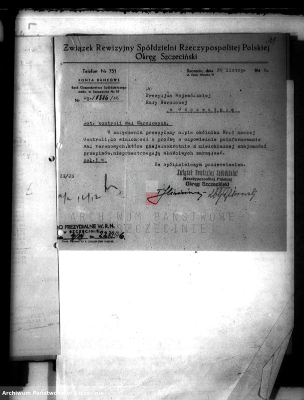 Obraz 9 z jednostki "Związek Rewizyjny Spółdzielni R.P.Okręg Szczeciński - korespondencja"