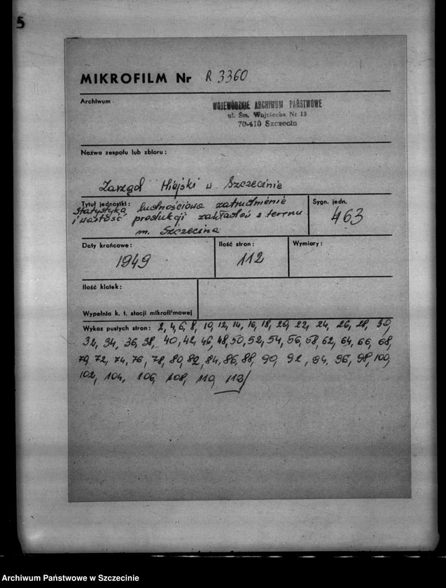 Obraz 2 z jednostki "Statystyka ludnościowa. Zatrudnienie i wartość produkcji zakładów z terenu miasta Szczecina"