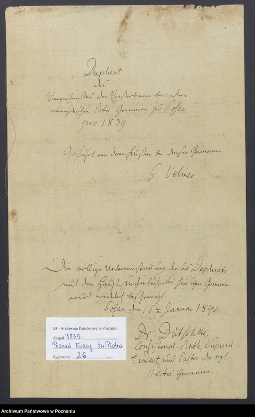 Obraz 2 z jednostki "Duplikat des Verzeichnisses der Verstorbenen"