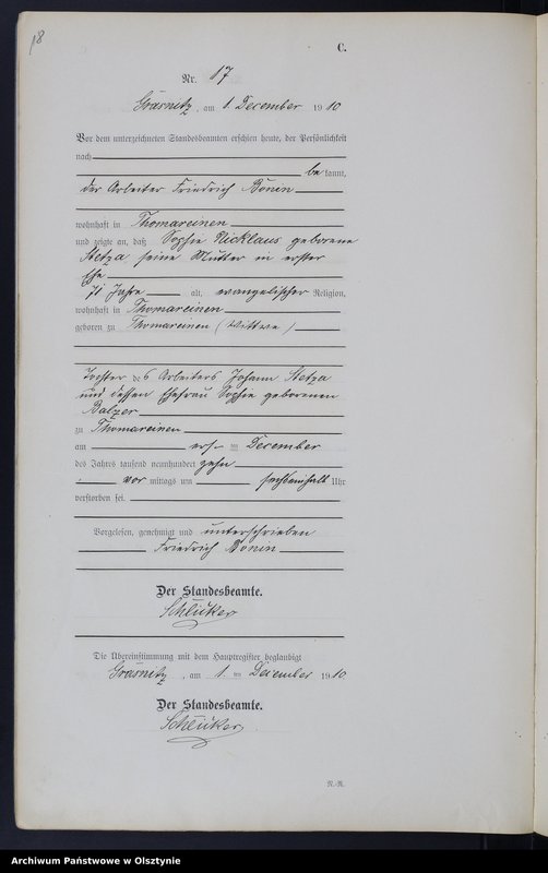 image.from.unit.number "Sterbe-Neben-Register Nr 1 - 20"