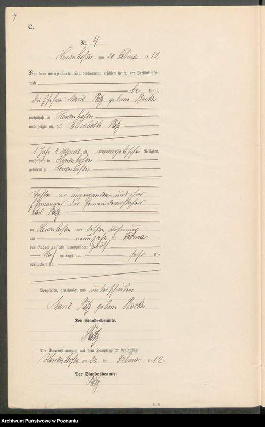 Obraz 6 z jednostki "Sterbe-Neben-Register"