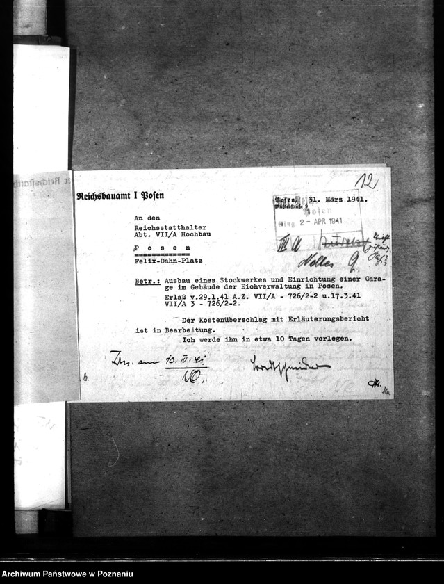 Obraz 16 z jednostki "Bauliche Massnahmen im Gebäude der Eichverwaltung in Posen"