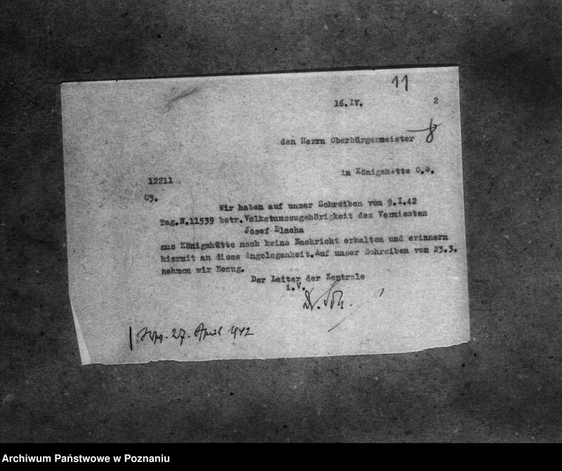 Obraz 15 z jednostki "Korespondencja w sprawie miejscowych Niemców, którzy zginęli w 1939 roku oraz donos Niemca B. Reymanna z powiatu wałeckiego na jego sąsiada, Niemca Breitinga o sprzyjanie Polakom"