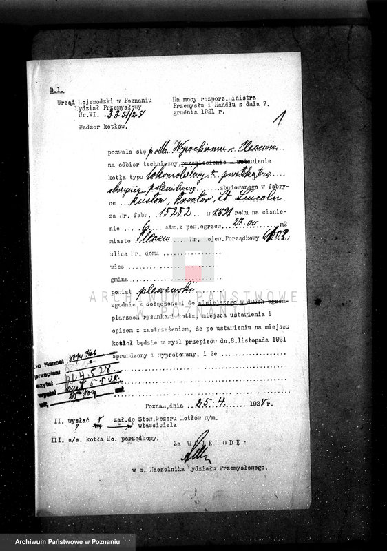 Obraz 5 z jednostki "Fabryka Maszyn Rolniczych w Pleszewie pow. jarociński nr fabr. kotła 15252 nr woj. kotła 6102"