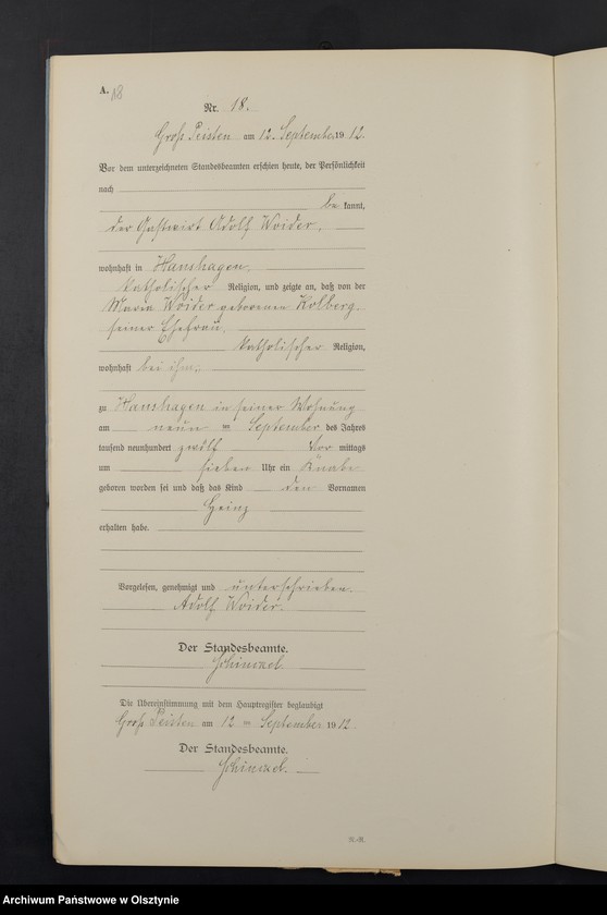 image.from.unit.number "Geburts-Neben-Register Nr 1 - 30 [Księga urodzeń- wtóropis ]"