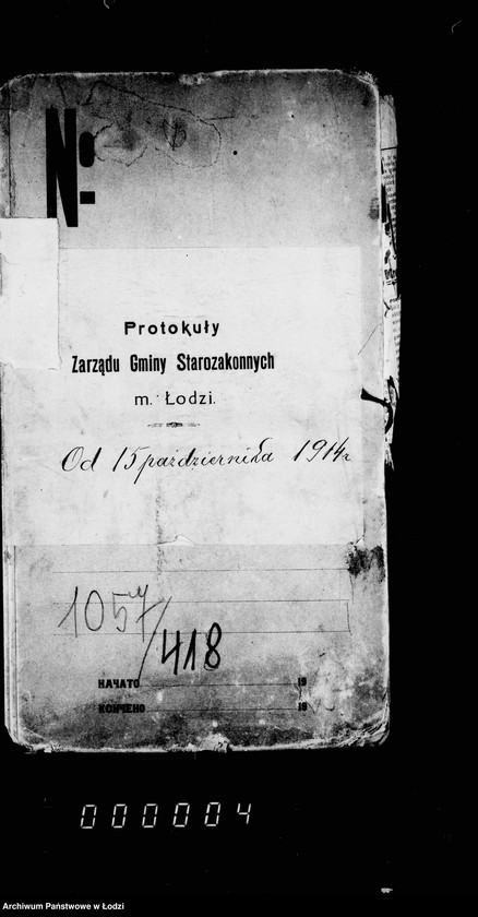 Obraz 2 z jednostki "Protokóły Zarządu Gminy Starozakonnych m. Łodzi [od 15 października 1914 r.]"