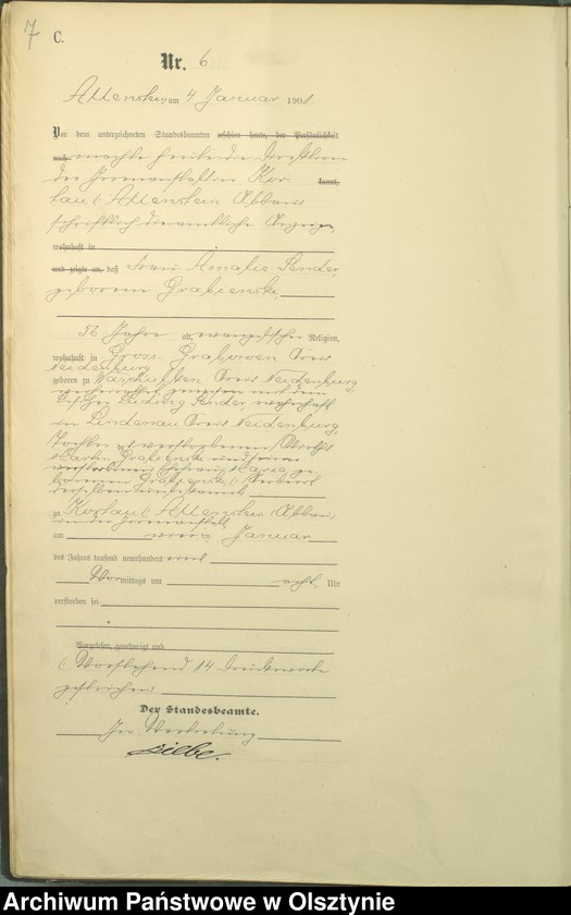 image.from.unit.number "Sterbe-Haupt-Register Tom I,Nr 1 - 399"