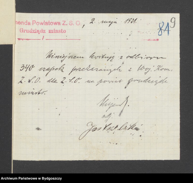 image.from.unit.number "Raporty o stanie uzbrojenia poszczególnych Komend Powiatowych Zachodniej Straży Obywatelskiej i Rozkazy Komendy Wojewódzkiej Pomorze dotyczące uzbrojenia"