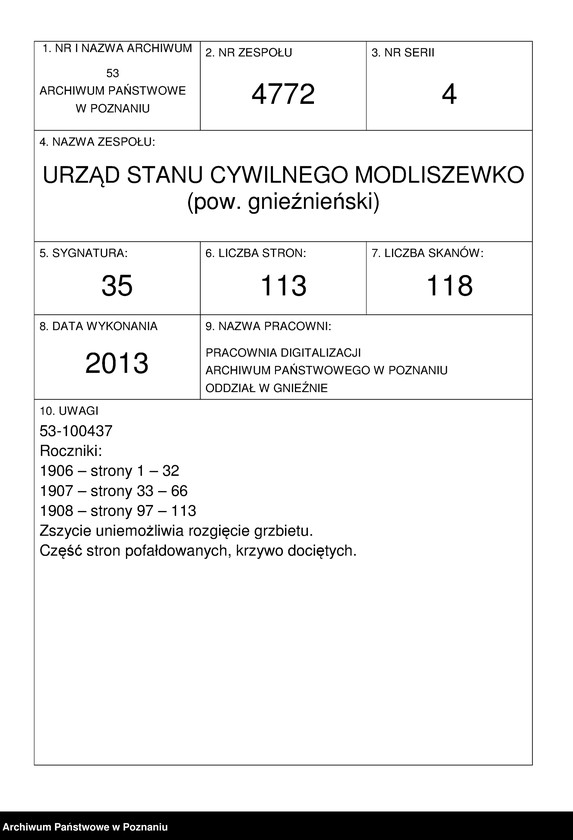 Obraz 1 z jednostki "Księga zgonów"