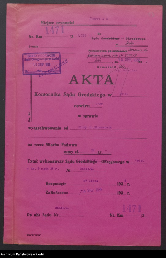 Obraz 15 z jednostki "Chaim Blumsztejn, Hena Joskowicz- wyrób i sprzedaż przędzy wigoniowej"