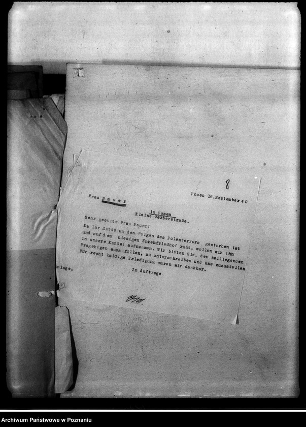 Obraz 12 z jednostki "Korespondencja w sprawie miejscowych Niemców, którzy zginęli w 1939 roku A - J"