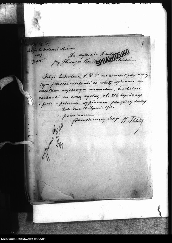 Obraz 4 z jednostki "Korespondencja Sekcji Budowlanej [z Komitetem Kontroli-rachunki, rozliczenia za wykonane prace]"