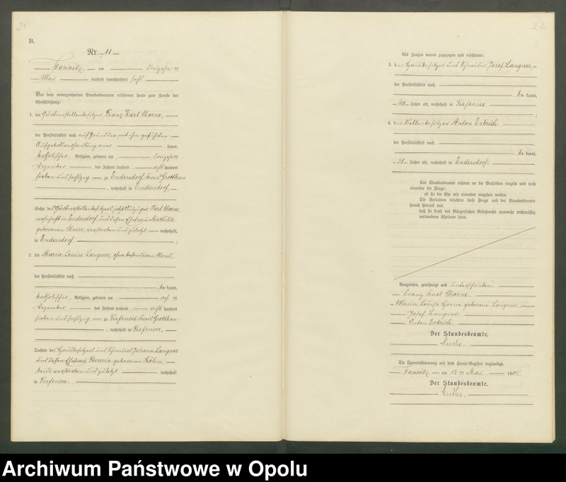 Obraz 14 z jednostki "Heiraths-Neben-Register Standesamts Koppitz pro 1906"