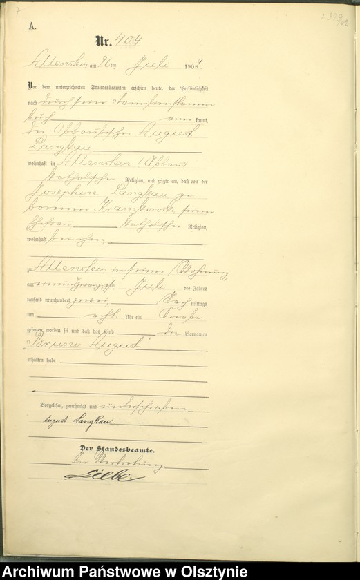 image.from.unit.number "Geburts-Haupt-Register Tom II,Nr 400 - 746"