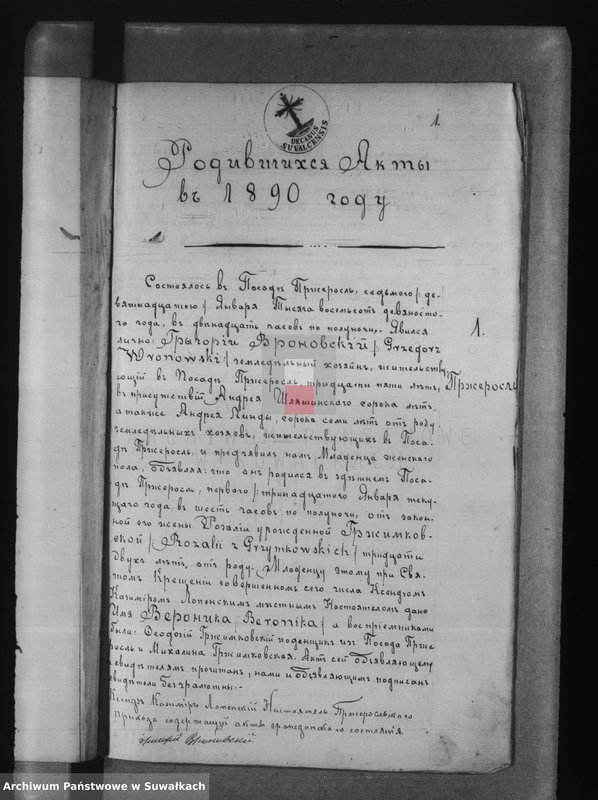 image.from.unit.number "Księga urodzeń, małżeństw i zejścia 1890 r. Przerośl"